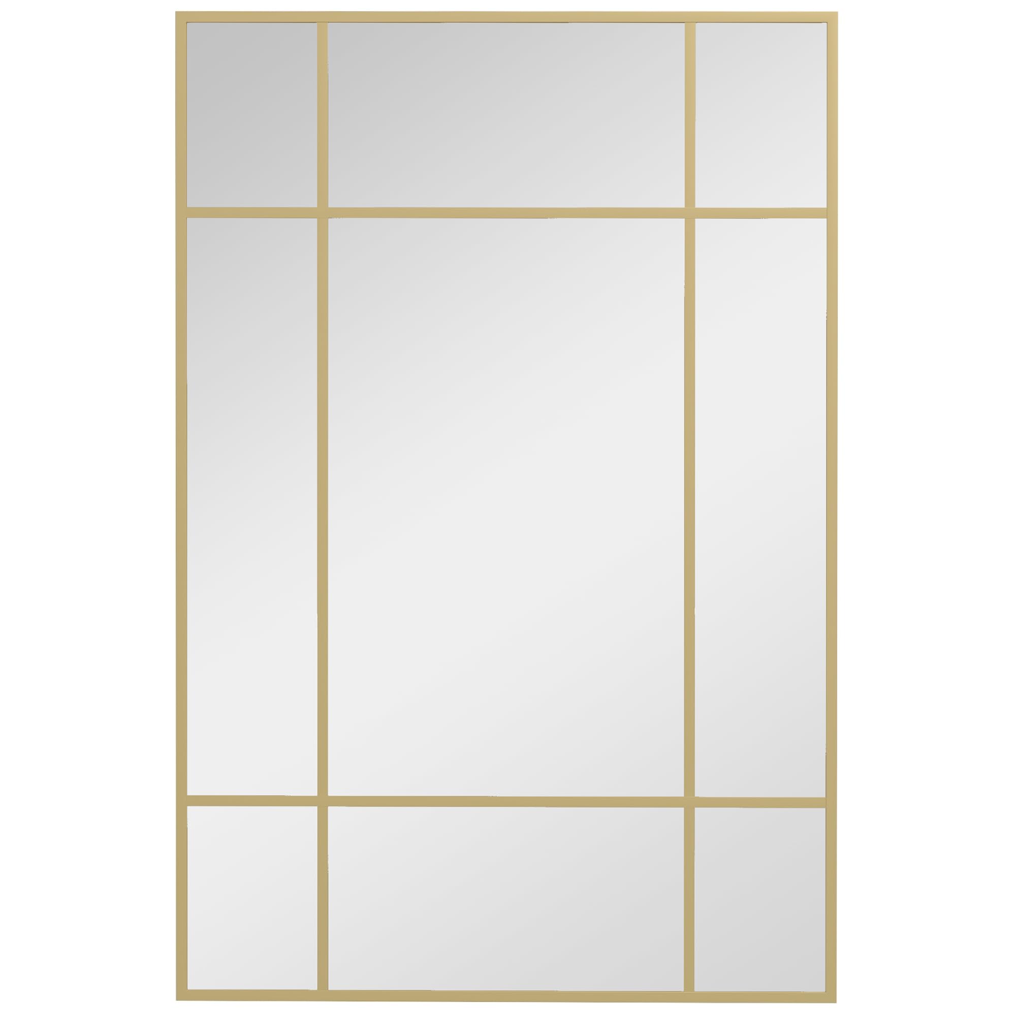 HOMCOM Espejo Rectangular de Pared 90x60 cm con Marco de Metal Espejo Decorativo para Salón Dormitorio Entrada Dorado