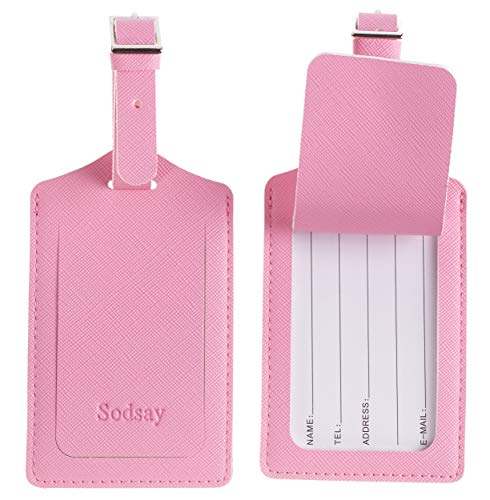 Sodsay Luggage Tags for Suitcases,4 Pack TSA Approved,Privacy Protection Bag Tags for Luggage,Airplane Travel Accessories(CH Pink)2