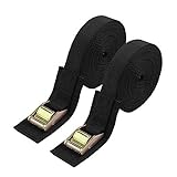 Lashing Strap,Tie Down Straps Cargo Tie-Down Strap Sturdy 16-foot-by-1-inch Thickened Cam Lock Buckle, 2 Pack（Black）