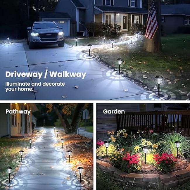 SOLPEX Solar Lights for Outside, Solar Outdoor Pathway Garden Lights Waterproof, Solar Powered Landscape Lighting for Yard, Garden, Pathway, Patio, Porch, Walkway, Driveway, 8 Pack(Cold White)
