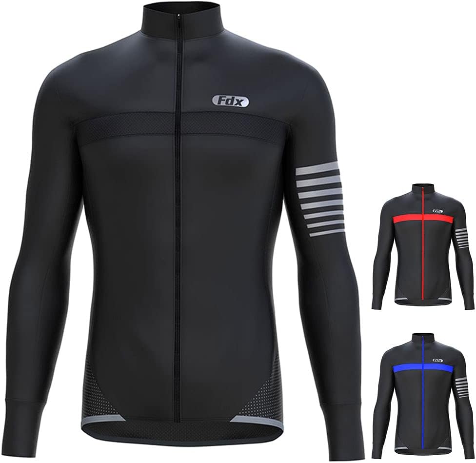 FDX Men’s All Day Cycling Jersey, Thermal, Water Resistant, Super Roubaix Fabric, Lightweight Winter Cycle Top, Long Sleeve Bicycle Riding Shirt with 3 Pockets, Running Sports Clothing FDX Men’s All Day Cycling Jersey, Thermal, Water Resistant, Super Roubaix Fabric, Lightweight Winter Cycle Top, Long Sleeve Bicycle Riding Shirt with 3 Pockets, Running Sports Clothing