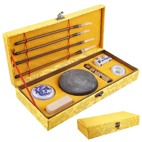 GBKDQQ Chinesischer Kalligraphie Pinsel Set, 10 Teilig Chinesische Kalligraphie Pinsel Set, Chinesischer Pinsel Set, 4 Pinsel...