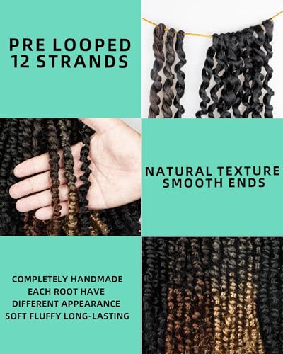 20 Inches 8 Packs crochet twists pre looped,Mixed Colors Combo Pack(6 packs 1B+ 1 pack T1B/27+1 pack T1B/30),Passion Twist Crochet Hair-Super Long Pre-twisted Hair Extensions(20"-8 Packs,1B+T27+T30)