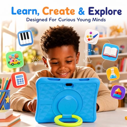 Image of Kids Tablet 10 Inch Android Tablet for Kids Comes with a Shock-Resistant Protective Case, 8GB RAM 32GB ROM Tablets Supports 1TB MicroSD, 6000mAh Battery Dual Cameras 5G Wifi6 Android Tablets with Case