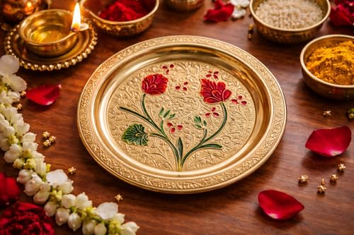 Assiette en laiton Minakari de table décorative indienne faite main