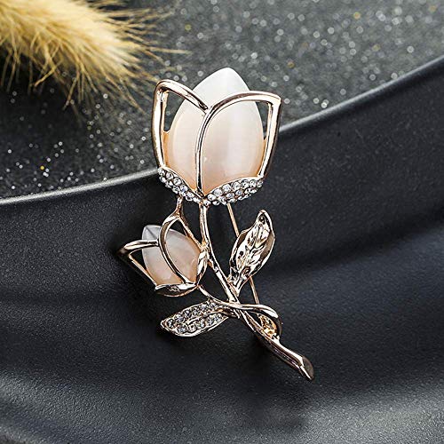 Image of Created Crystal Brooch Crystal Rhinestone Rose Flower Fashion Pin Gift Women Girls Rose Gold