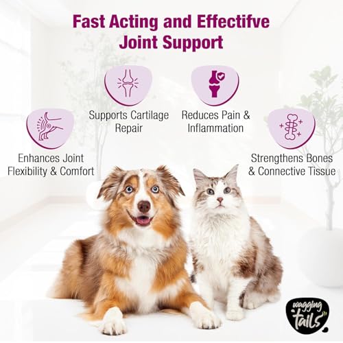 Image of Wagging Tails Bone & Joint Collagen for Dogs & Cats | Hip & Joint Supplement for Mobility | Hydrolyzed Collagen, Glucosamine & MSM | All Breeds | Unflavoured Powder 200g | Pack of 2