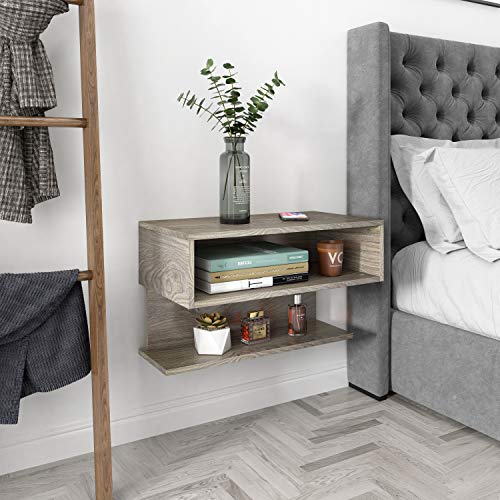 Goodyo Floating Nightstand Wall Shelf Wood Wall Mount End Table 22" Wide Goodyo Floating Nightstand Wall Shelf Wood Wall Mount End Table 22" Wide