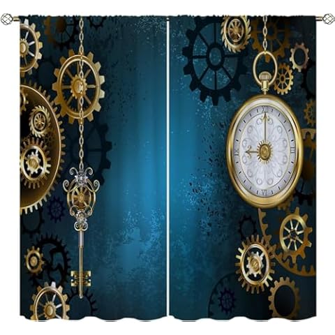 Wusihorld Steampunk Blackout Curtains 42x63 Inch Cover