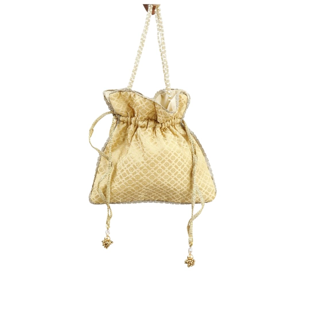 Women's Golden Brocade Potli Purse Batwa In Gift Box | Parfect gift for your loved ones mother wife girl friend sister-image-46
