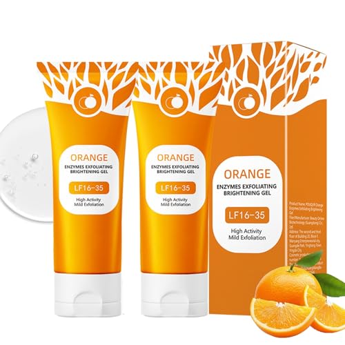 2 Stück Enzympeeling Gesicht - Orange Enzymes Exfoliating Gel, Natürliches Enzym Peeling Gel genge Tiefenreinigung und Feuchtigkeitspflege für Gesichts & Körperpeeling
