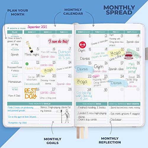 Clever Fox Planner 2Nd Edition – Colorful Weekly & Monthly Goal Setting Planner, Habit Trackers, Time Management And Productivity Organizer, Gratitude Journal, Undated, A5, Lasts 1 Year – White #TOP3