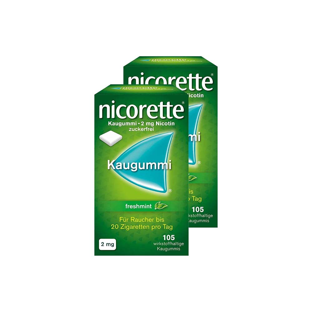 nicorette 2 mg Nikotinkaugummi freshmint zum Rauchen aufhören - 2x105 St.