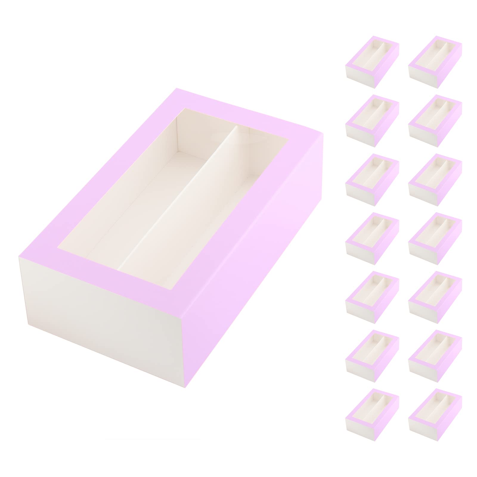 HAPPY POTATO 15 Pack Macaron Boxes, Macaron Gift Box for 12, 7.2×4×1.9 Inches, Macaron Packaging Boxes with Clear Window, Purple Macaron Gift Boxes