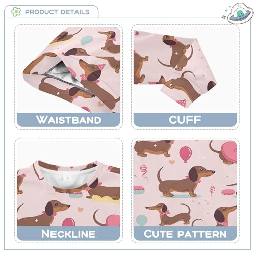 JUNZAN Cute Dachshund Pink Balloon Little Kids Hooded Sweatshirt Fleece Outerwear for Kids Party 4T3