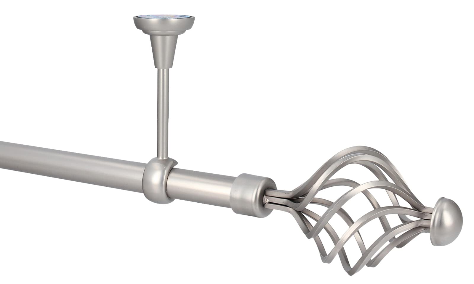 Kit Bastone Per Tende Doppio In Metallo - Cromo Opaco, Montaggio A Muro, Lunghezza 280 Cm