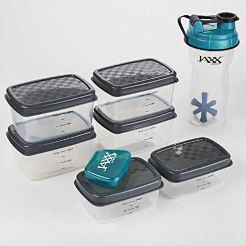 Fit and Fresh Original Jaxx FitPak Insulated Cooler Lunch Box, Meal Prep Bag with Portion Control Containers, Ice Pack, 28 oz Shaker, Standard, Teal - Thumbnail 4