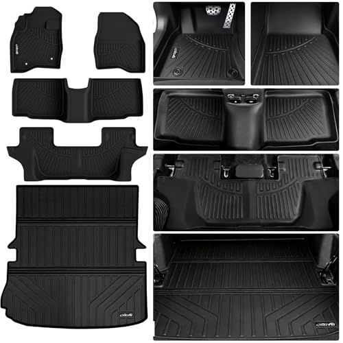 LJWAITO Floor Mats & Large Trunk Mat for 2015-2017 2018 2019 Ford Explorer TPE All Weather Protection Car Floor Liners with Foldable Big Cargo LinersFoldable Accessories