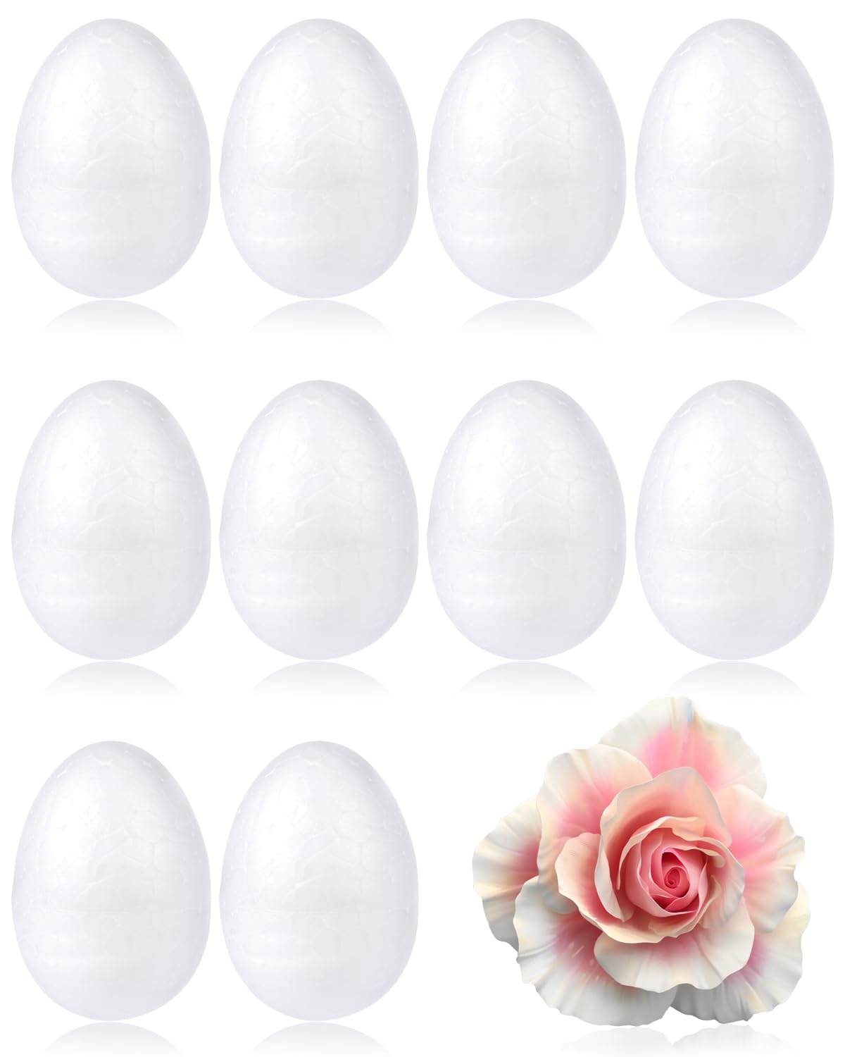 EORTA 40 Pieces Fondant Flower Forming Holders 2 Inch Oval Foam Flower Modeling Support Sugar Fondant Flowers Easter Egg Making Accessories for