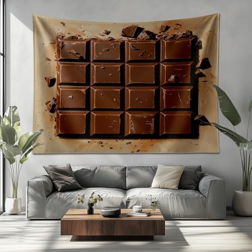 Wandteppich Psychedelic Dunkelbraun Weich Vlies Wandbehang Wanddeko für Wohnzimmer Schlafzimmer Schokolade Gitter Picknickdecke Tapisserie Wandkunst Dekore (200x150cm)