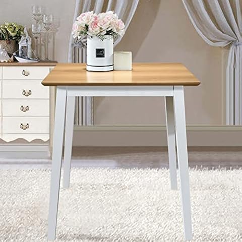 GOLDFAN Small Dining Table Wood Kitchen Table Square Table for Dining Room 70cm, White(Only Table) Cover