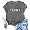 AEURPLT-Women-Teen-Girls-Pivot-Funny-Cute-Graphic-T-Shirt-Theme-Party-Tees Womens Teen Girls Pivot Funny Cute Graphic T Shirt V Neck Short Sleeve Summer Tees Tops Grey