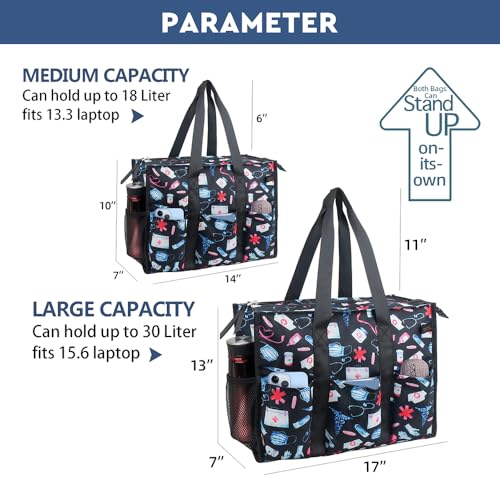 Image of Nurse Bags for Work Nursing Bag Multiple Pockets Waterproof Organizing Zip Top Clinical Bag for Nursing Students Home Health