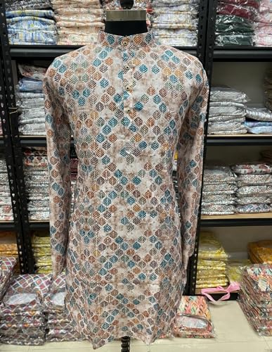 Image of FOXDX Men's Traditional Cotton Floral Printed Only Kurta