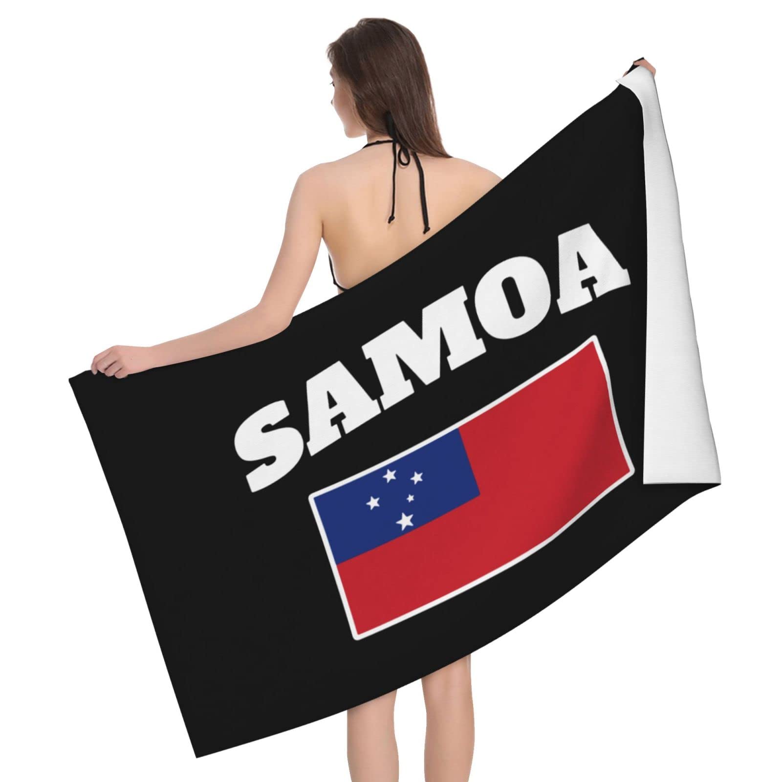 Lsjuee Flag of Samoa Microfiber Beach Towel Absorb Water Quick Dry Bath Towel, for Beach, Swimming Pool, Camping