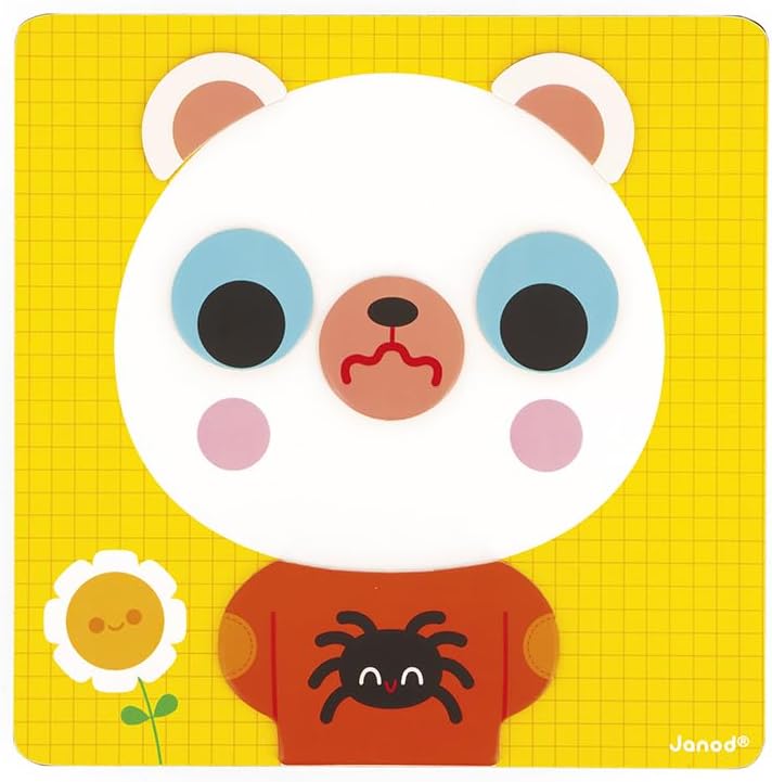Janod - The Emotions Bear Magnetic Game - Emotional Learning - Develops Language Skills - Fun and Educational - Supports Parent-Child Connection - Sustainable Materials
