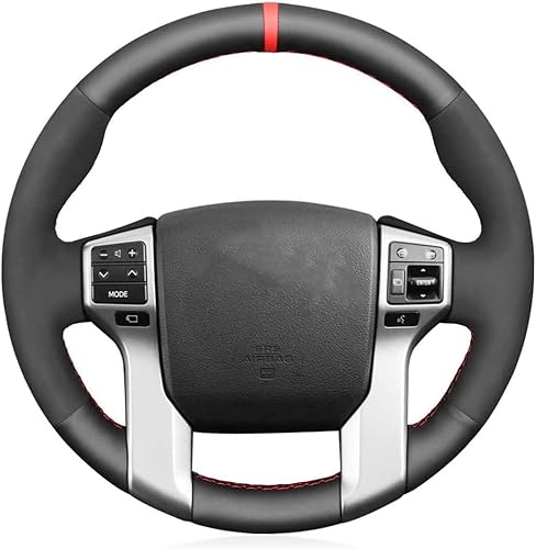 Vista 13 de Funda de volante de piel auténtica para Toyota Tacoma 2012-2020/Toyota Tundra/2010 2011 2012 2013 2014 2015 2016 2017 2018 2019 2020 Toyota 4 Piel