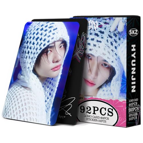 KPOPBP Stray Kids Photocards 60 PCS SKZ Rock Star Album Photo Cards with 32 PCS Stickers Kpop Gift Lomo Cards Merch for SKZ Boys and Girls(Hyunjin)