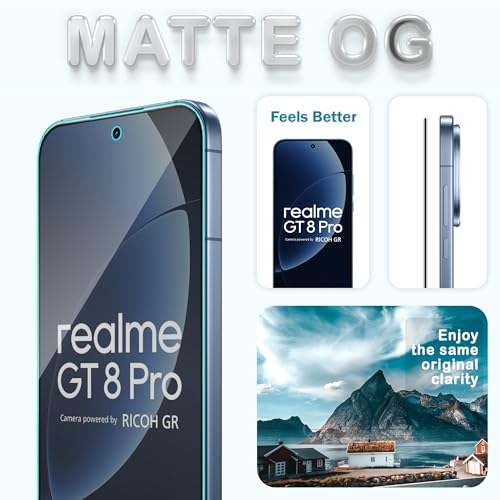 Image of ArmourPro Anti-Glare Matte Tempered Glass for GT 8 Pro, Pack of 2, Anti Fingerprint Screen Protector, 9H Scratch Resistant, Smooth Touch, Full Edge to Edge Coverage