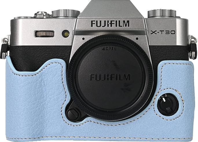 Funda Mitad para Cámara Fujifilm X-T30 en Cuero PU Azul