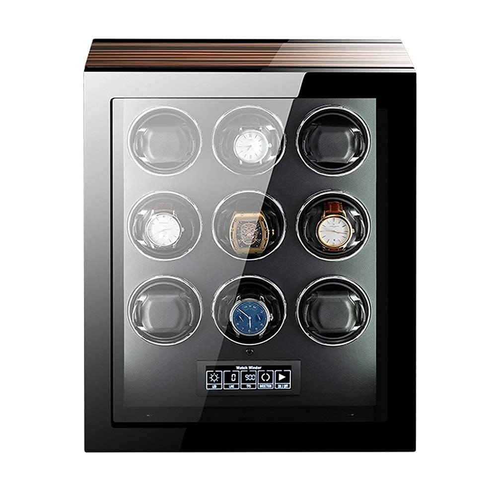 YNIYUJKL Watch Winder For Automatic Watches Lcd Touch Screen Display With Remote Control Wood Shell Piano Finish Quiet
