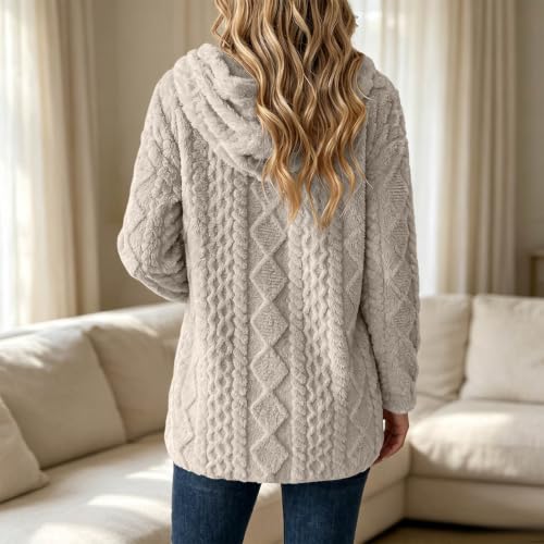Womens Plush Fleece Jacket Hooded Full Zip Long Sleeve Warm Winter Coats - image 5