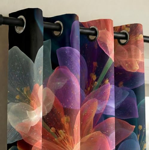 Image of Home Sizzler 7D Glowing Multicolor Floral Eyelet Polyester Room Darkening Door Curtains - 7 Feet (Pack of 1)