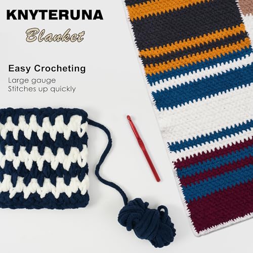 Image of #6 Super Bulky Blanket Yarn for Crocheting - 4 Skeins(Each 10.5oz /300g, 220yds /201m), Chunky Chenille Thick Plush Big Soft Yarn for Crocheting Knitting Blankets, Navy Blue