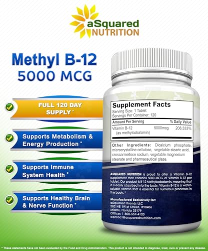 aSquared Nutrition Max Strength B12 Tablets