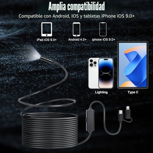 Cámara endoscópica portátil compatible con smartphones iOS y Android de 10m 6