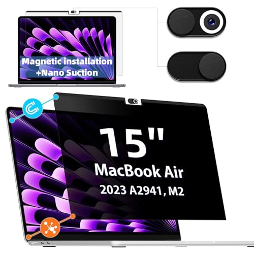 IPROKKO Magnetic Privacy Screen Protector, for MacBook Air 15 Inch (2023-2025, M2 M3 M4), A2941 A3114 A3241
