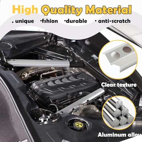 Image of CHEAYAR Engine Bay Panel Cover Compatible with Chevrolet Corvette C8 2020-2023, Engine Shroud Cover Panel Trims, C8 Accessories 2PCS (Engine Rod - Silver)