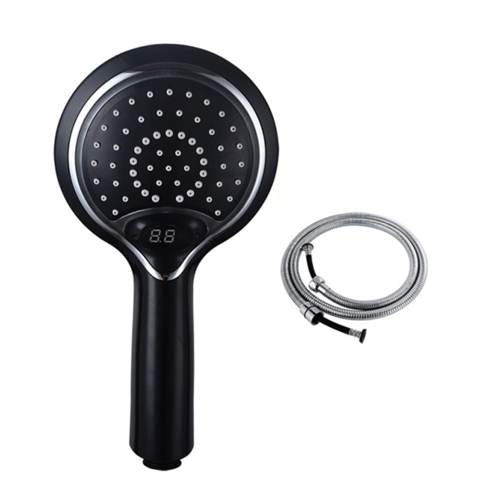 Automatyczna słuchawka prysznicowa LED, 3 kolory, zmiana temperatury LED, stopniowa zmiana strumienia wody, do łazienki, pod ciśnieniem, chrom, czarna, M (Noir, M)