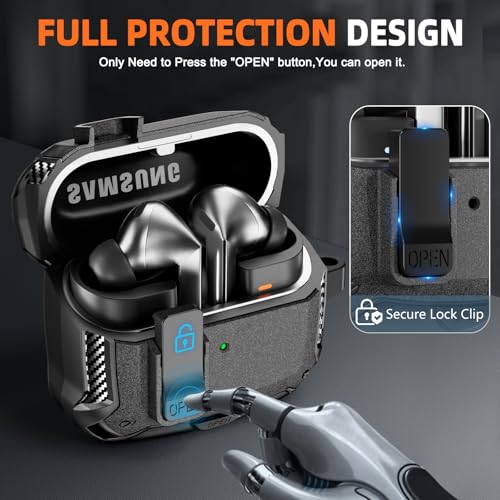 Image of Compatible with Samsung Galaxy Buds3 FE (2025) / Buds3 Pro (2024) / Buds 3 Case (2024) with Phone Stand, Compatible with MagSafe, with Secure Lock Clip Design & Cleaning kit