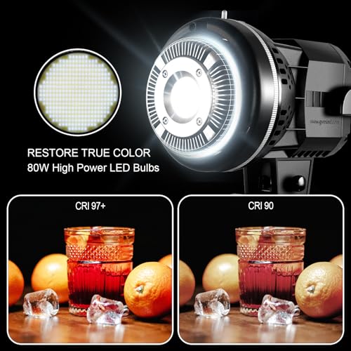 Image of GVM 80W Video Light, Studio Lights for Photography, Softbox Lighting Kit with Bowens Mount, CRI97+ 5600K Colour Temperature , 22in Softbox, Tripod Stand, YouTube, Video, Wedding