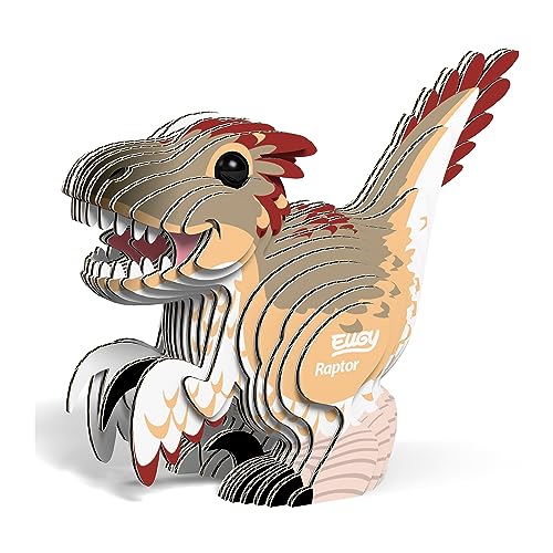 EUGY 650065 Velociraptor, 3D Tier-Puzzle für Kinder und Erwachsene zum Zusammenbauen, DIY Tierfigur, Bastelset ab 6 Jahren
