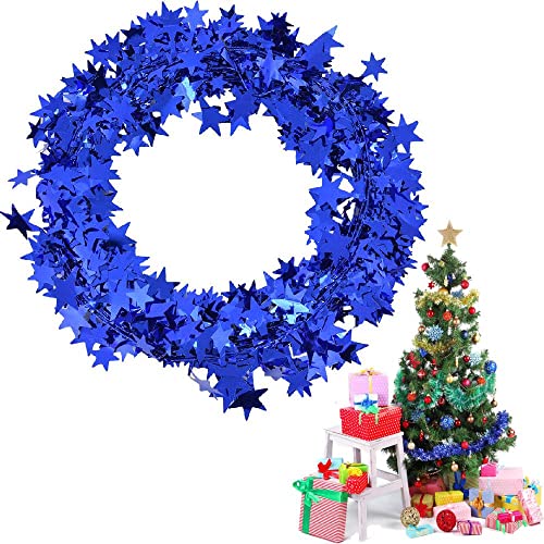 7.5m Guirlande Papier, Guirlande Étoile Décorative Suspendue pour Décorations d'Arbre de Noël et Maison de Noces (Bleu)