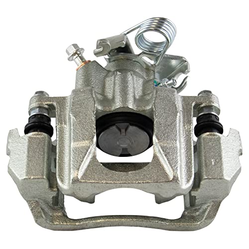 Image of TRQ Rear Brake Caliper Set Zinc Coated Hardware Brackets Compatible with 2011-2018 Ford Explorer 2010-2012 Flex 2013-2018 Taurus 2010-2013 Lincoln MKT