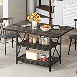 DWVO Dining Room Table 47 Inch Rectangle Dining Table for 4 People Farmhouse Rustic Kitchen Table with Storage Shelf and Heavy Duty Metal Legs for Home Apartment