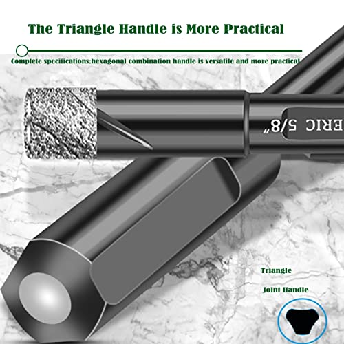 Joeric Black Dry Diamond Bits Set, 7 Pcs Diamond Hole Saw Kit For Granite Marble Tile Ceramic Stone Glass Hard Materials (Not For Wood) Triangle Shank With Size 3/16 To 5/8 Inches #TOP3